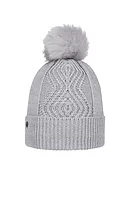 g.KIRUNA Faux Fur Cable Lurex Golf Bobble Hat - Light Grey Marl