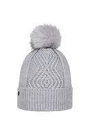 g.KIRUNA Faux Fur Cable Lurex Golf Bobble Hat - Light Grey Marl