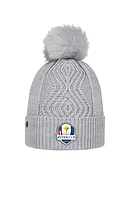 g.RYDER CUP KIRUNA Ryder Cup Faux Fur Cable Lurex Golf Bobble Hat - Light Grey Marl