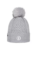 g.THE OPEN KIRUNA The Open Faux Fur Cable Lurex Golf Bobble Hat - Light Grey Marl