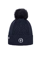 g.THE OPEN KIRUNA The Open Faux Fur Cable Lurex Golf Bobble Hat - Navy
