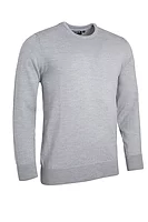 g.KNOX Crew Neck Lightweight Merino Golf Sweater - Light Grey Marl