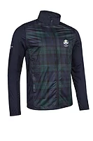 g.RYDER CUP KYLE Ryder Cup Zip Front Stretch Showerproof Lightweight Golf Jacket - Navy/Tartan