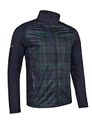 g.KYLE Zip Front Stretch Showerproof Lightweight Golf Jacket - Navy/Tartan