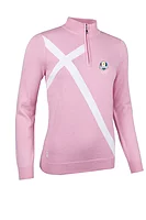 g.RYDER CUP LADIES SALTIRE Ryder Cup Quarter Zip Saltire Cross Cotton Lightweight Golf Sweater - Candy/White