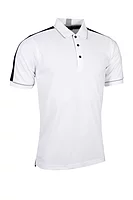 g.LENZIE Contrast Panel Performance Pique Golf Shirt - White/Navy