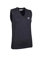 g.THE OPEN LEONA The Open V Neck Merino Lightweight Golf Slipover - Charcoal Marl