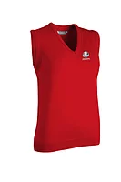 g.RYDER CUP LEONA Ryder Cup V Neck Merino Lightweight Golf Slipover - Garnet