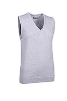 g.LEONA V Neck Merino Lightweight Golf Slipover - Light Grey Marl