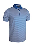 g.LETHAM SALE Wide Stripe Mercerised Cotton Golf Shirt Sale - Ascot Blue/White