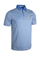 g.RYDER CUP LETHAM Ryder Cup Wide Stripe Mercerised Cotton Golf Shirt - Tahiti/White