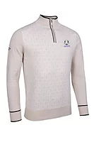 g.RYDER CUP LIBERTON Ryder Cup Quarter Zip Geometric Cotton Lightweight Golf Sweater - Linen/Black