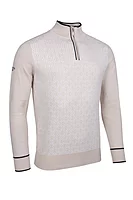 g.LIBERTON Quarter Zip Geometric Cotton Lightweight Golf Sweater - Linen/Black