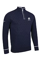 g.RYDER CUP LIBERTON Ryder Cup Quarter Zip Geometric Cotton Lightweight Golf Sweater - Navy/White