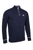 g.THE OPEN LIBERTON The Open Quarter Zip Geometric Cotton Lightweight Golf Sweater - Navy/White
