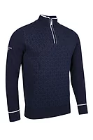 g.LIBERTON Quarter Zip Geometric Cotton Lightweight Golf Sweater - Navy/White