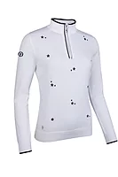 g.THE OPEN LILY The Open Quarter Zip Floral Embroidery Cotton Lightweight Golf Sweater - White/Navy