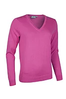 g.DARCY V Neck Cotton Lightweight Golf Sweater - Hot Pink