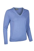 g.DARCY V Neck Cotton Lightweight Golf Sweater - Light Blue