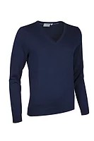 g.DARCY V Neck Cotton Lightweight Golf Sweater - Navy