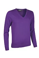 g.DARCY V Neck Cotton Lightweight Golf Sweater - Royal Purple