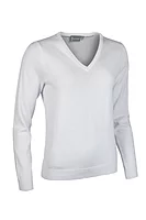 g.DARCY V Neck Cotton Lightweight Golf Sweater - White