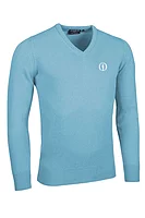 g.THE OPEN LOMOND The Open V Neck Lambswool Midweight Golf Sweater - Aqua