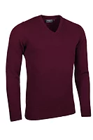 g.LOMOND V Neck Lambswool Midweight Golf Sweater - Bordeaux