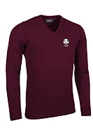 g.RYDER CUP LOMOND Ryder Cup V Neck Lambswool Midweight Golf Sweater - Bordeaux