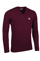 g.THE OPEN LOMOND The Open V Neck Lambswool Midweight Golf Sweater - Bordeaux