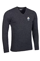 g.RYDER CUP LOMOND Ryder Cup V Neck Lambswool Midweight Golf Sweater - Charcoal Marl