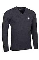 g.THE OPEN LOMOND The Open V Neck Lambswool Midweight Golf Sweater - Charcoal Marl