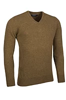 g.LOMOND V Neck Lambswool Midweight Golf Sweater - Driftwood Marl