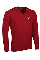 g.THE OPEN LOMOND The Open V Neck Lambswool Midweight Golf Sweater - Garnet