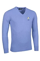 g.RYDER CUP LOMOND Ryder Cup V Neck Lambswool Midweight Golf Sweater - Light Blue