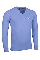 g.THE OPEN LOMOND The Open V Neck Lambswool Midweight Golf Sweater - Light Blue