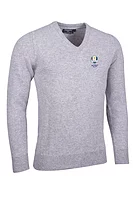 g.RYDER CUP LOMOND Ryder Cup V Neck Lambswool Midweight Golf Sweater - Light Grey Marl
