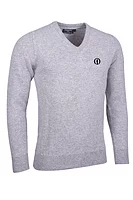 g.THE OPEN LOMOND The Open V Neck Lambswool Midweight Golf Sweater - Light Grey Marl