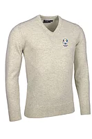 g.RYDER CUP LOMOND Ryder Cup V Neck Lambswool Midweight Golf Sweater - Linen Marl