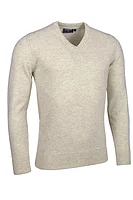 g.LOMOND V Neck Lambswool Midweight Golf Sweater - Linen Marl