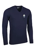 g.RYDER CUP LOMOND Ryder Cup V Neck Lambswool Midweight Golf Sweater - Navy