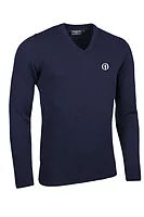 g.THE OPEN LOMOND The Open V Neck Lambswool Midweight Golf Sweater - Navy