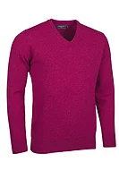 g.LOMOND V Neck Lambswool Midweight Golf Sweater - Raspberry Marl