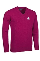 g.RYDER CUP LOMOND Ryder Cup V Neck Lambswool Midweight Golf Sweater - Raspberry Marl