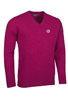 g.THE OPEN LOMOND The Open V Neck Lambswool Midweight Golf Sweater - Raspberry Marl