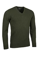 g.LOMOND V Neck Lambswool Midweight Golf Sweater - Seaweed Marl