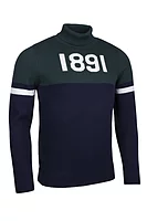 g.LONDON Roll Neck Contrast Touch of Cashmere Heritage Sweater - Navy/Bottle/White