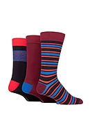 g.LYLE 3 Pair Patterned and Plain Bamboo Socks Gift Box - Navy Fashion Stripe