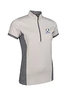 g.RYDER CUP MAISIE Ryder Cup Printed Panel Zip Performance Golf Shirt - Linen Mosaic
