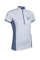 g.RYDER CUP MAISIE Ryder Cup Printed Panel Zip Performance Golf Shirt - White/Tahiti Mosaic